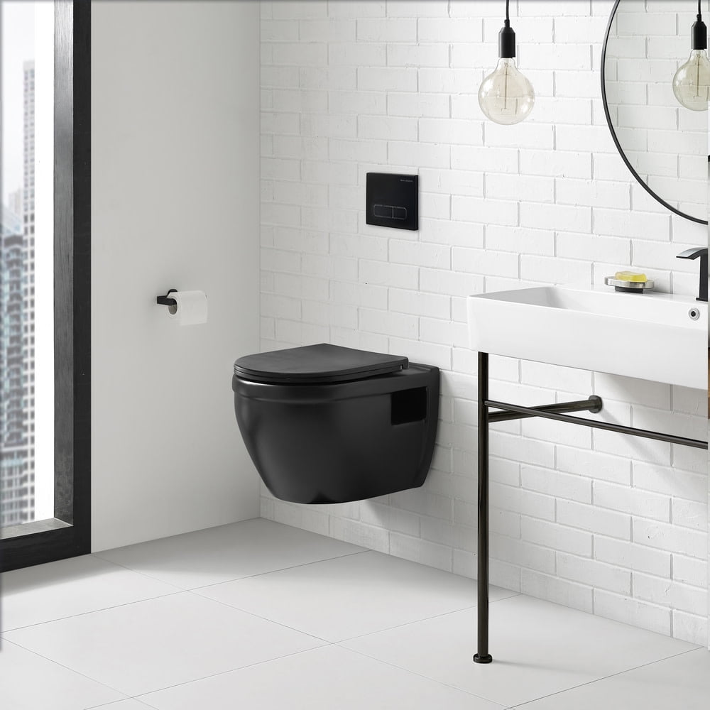 Ivy Wall-Hung Elongated Toilet Bowl in Matte Black, image size:1000x1000