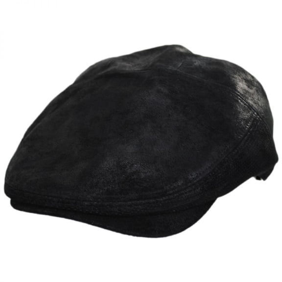 Ivy Weather Leather Duckbill Flat Cap - L - Black