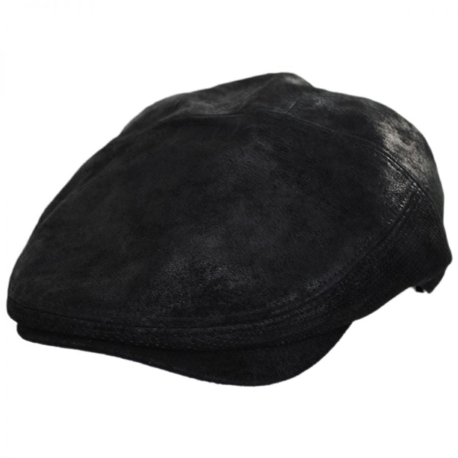 Ivy Weather Leather Duckbill Flat Cap - M - Black
