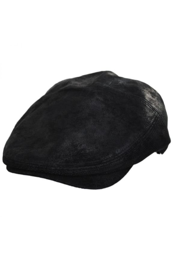 Ivy Weather Leather Duckbill Flat Cap - M - Black
