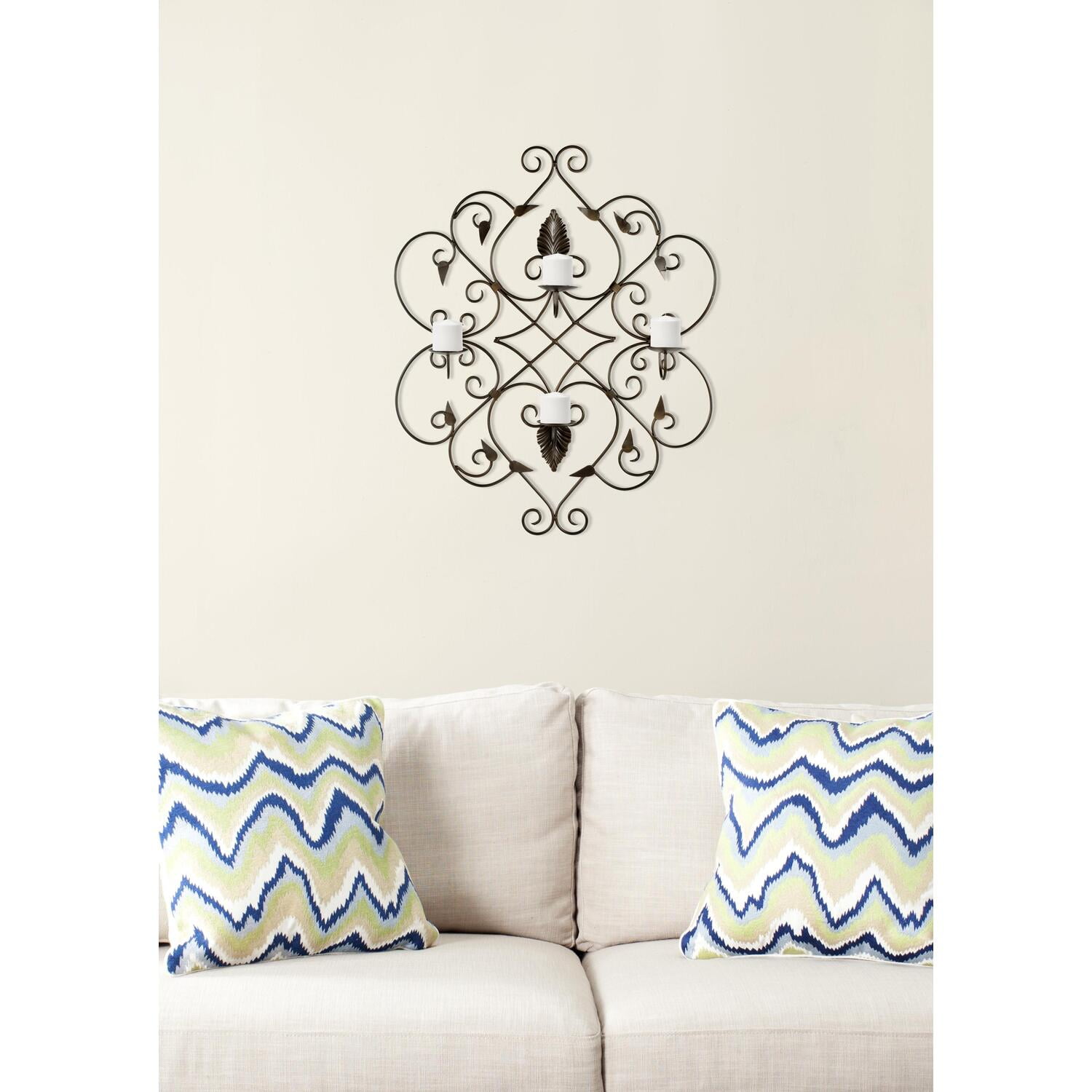 Contemporary Black Iron Ivy and Leaf Votive Wall Sconce