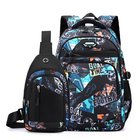 IvyH 3PCS Backpack Graffiti Bookbag with Lunch Bag Pen Case