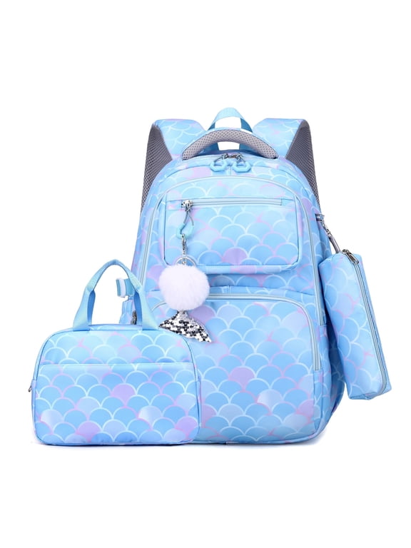 3PCS Backpack Graffiti Bookbag with Lunch Bag Pen Case