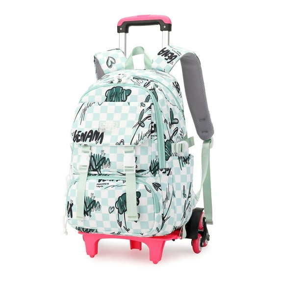 IvyH 6 Wheels Rolling Backpack Wheeled Roller School Bag Elementary Wheeled Backpack Bookbag with Detachable Trolley