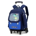 thumbnail image 1 of IvyH Rolling Backpack,Large Waterproof Cartoon Wheeled Backpack Rolling Schoolbag with Pen Case,Blue Dinosaur, 1 of 9