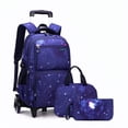 thumbnail image 1 of IvyH Rolling Backpack 3pcs Wheeled Backpack Lightweight Waterproof Schoolbag Set with Lunch Bag Pen Case,Dark Blue, 1 of 6