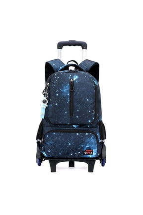 Rolling Backpack for Elementary and Middle School Students Bag with Wheel Travel Luggage Bookbag,Blue Starry Sky