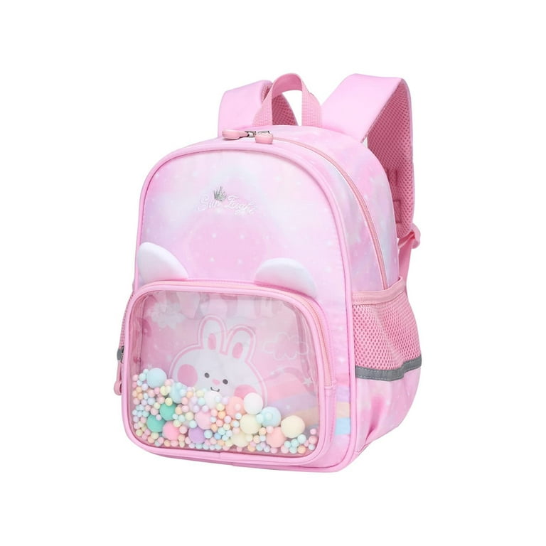 Ivyh Toddler Backpack Preschool Nursery Mini Backpacks for Girls Boys,3D Cute Clear School Bag Waterproof Rucksack,Pink Planet Rabbi, Toddler Girl's