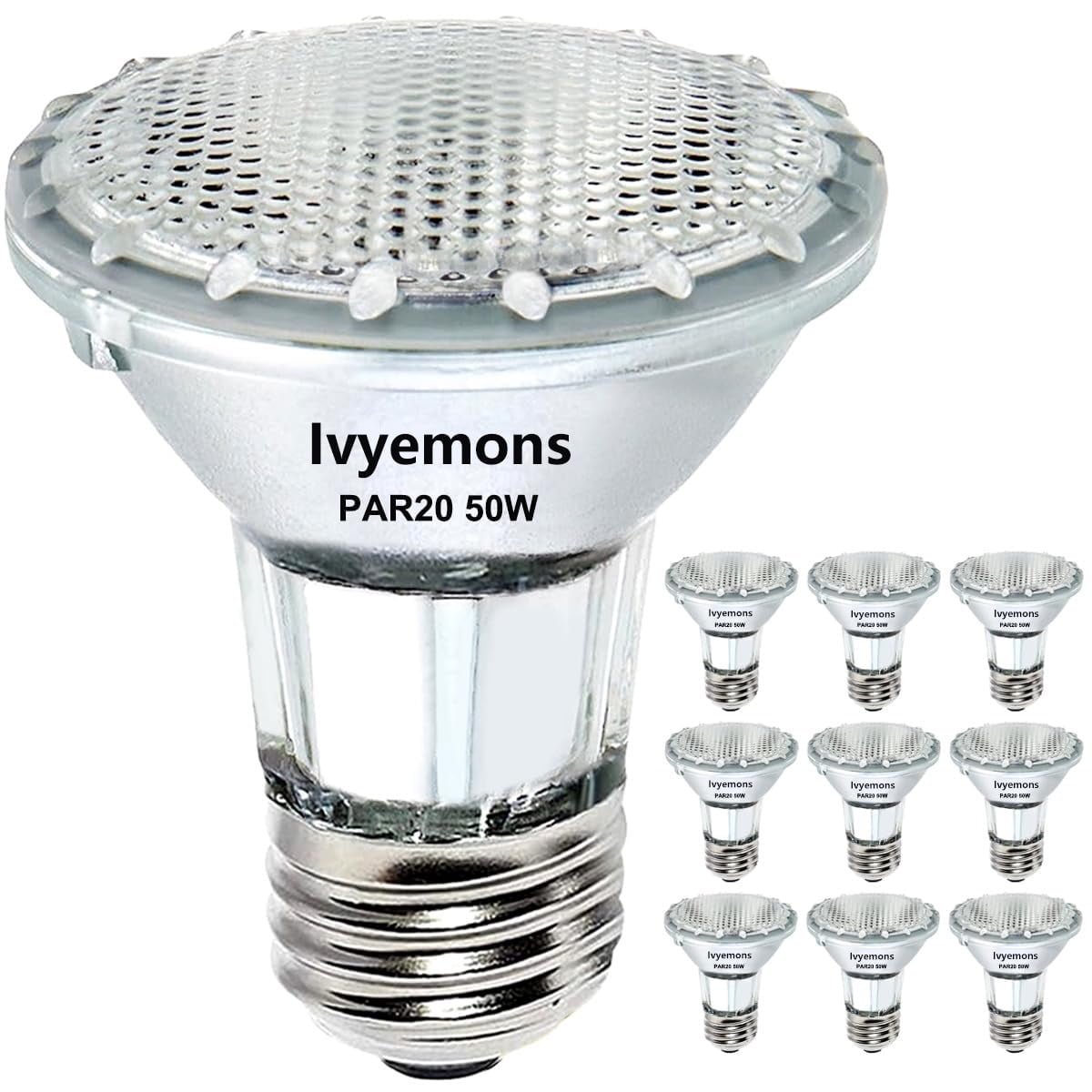 Ivyemons 9 Pack PAR20 Halogen Bulb 50W 120V Dimmable, 2800K Warm White Flood Light with E26 Base for Range Hood