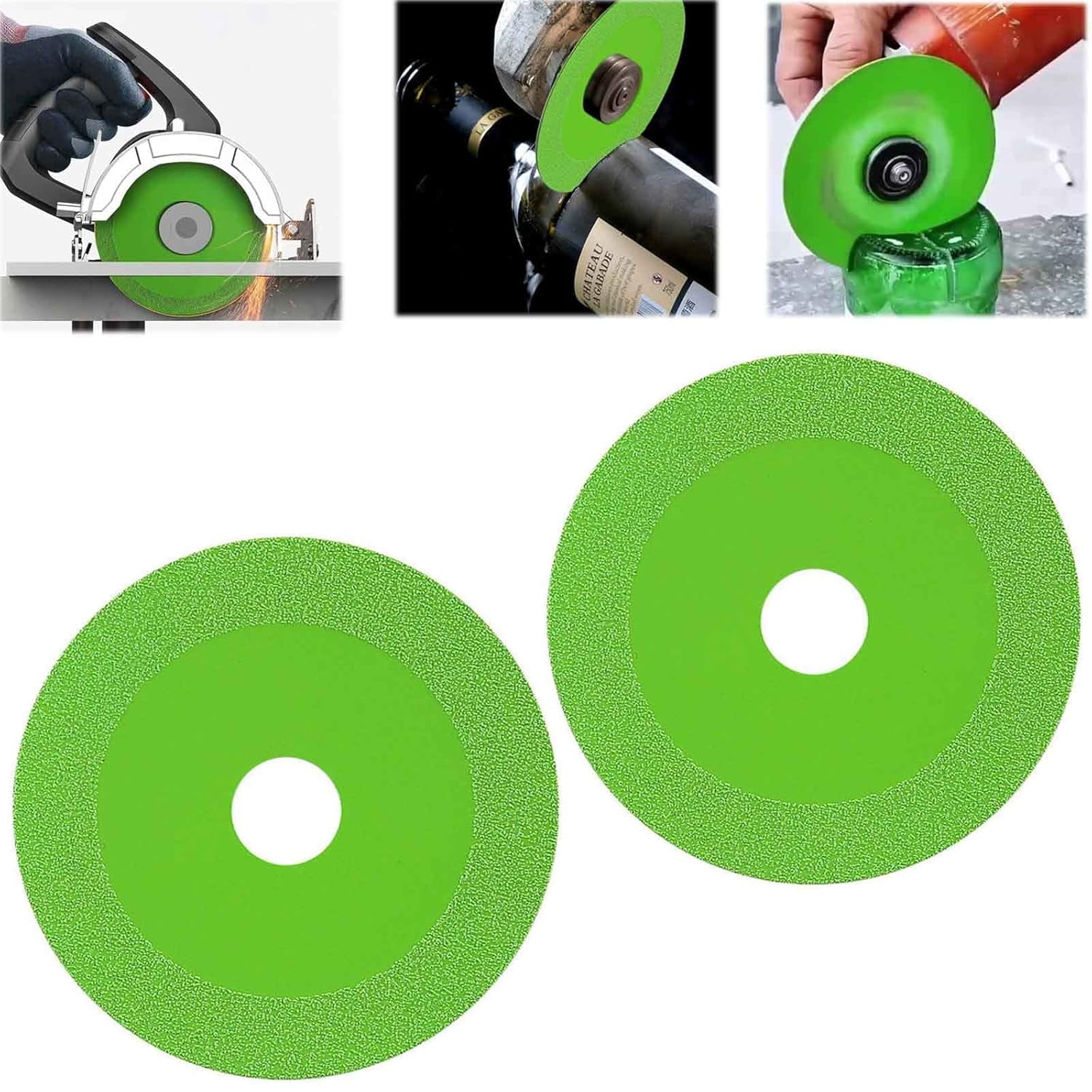 Ivyever Rock Slab Grinding Disc, Klyzor Glass Cutting Disc, Rock Plate Flat Grinding Disc Tile Ceramic, Indestructible Disc for Angle Grinder, 4" Super Thin Porous Widened Cutting Blades (2PCS)
