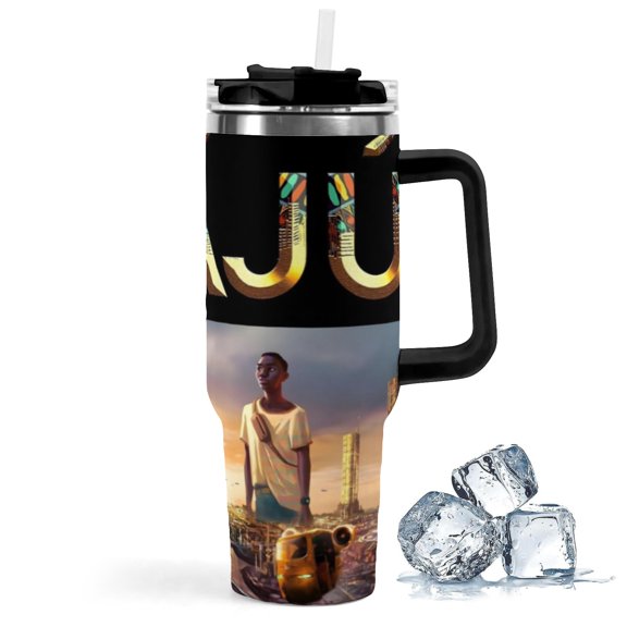 Iwj-theme Insulated Stainless Steel Tumbler with Handle Gifts For Family Friends Fans and Straw Fits in Standard Cup Holder 40 OZ