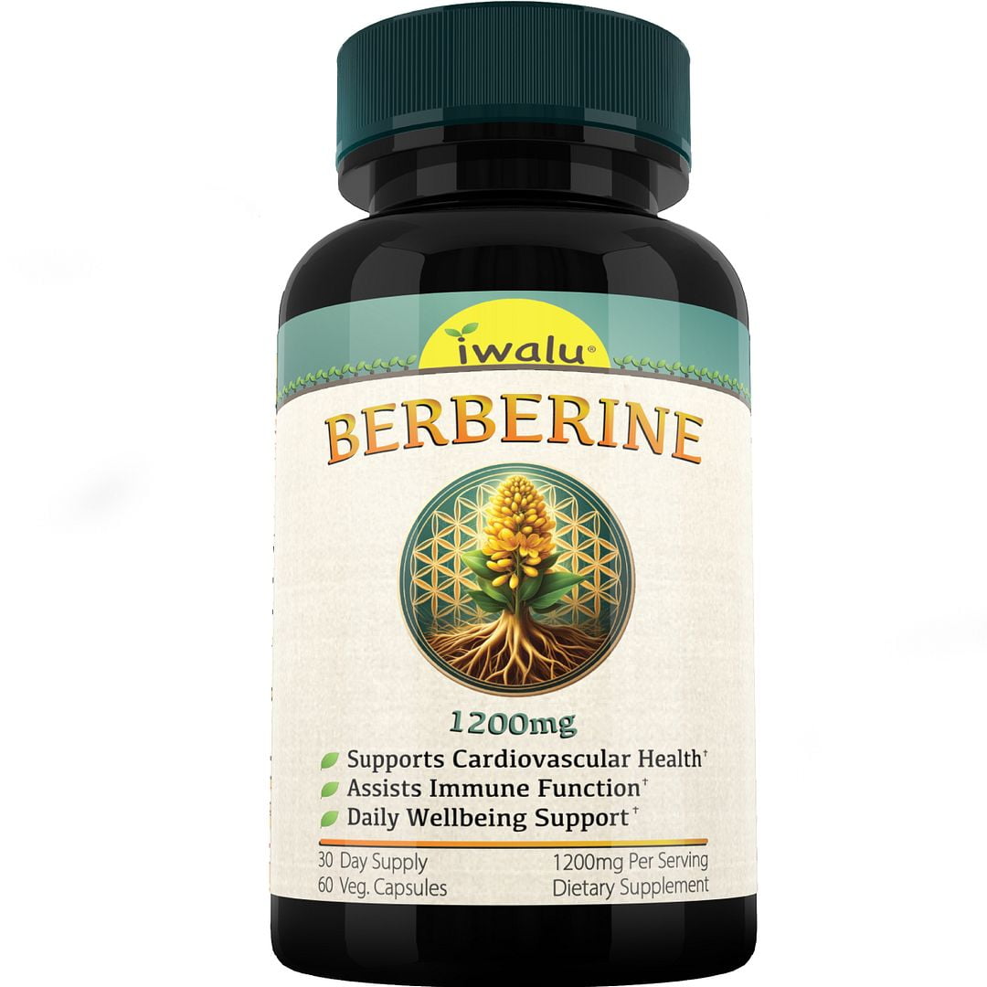 Iwalu Berberine Complex 1200mg | Metabolic Balance & Digestive Wellness | 60 Vegan Capsules | NSF Certified & USA Made