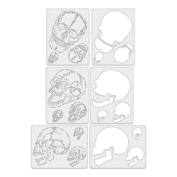 Iwata Set of 3 Artool Freehand Templates Horror of Skull Master Mini