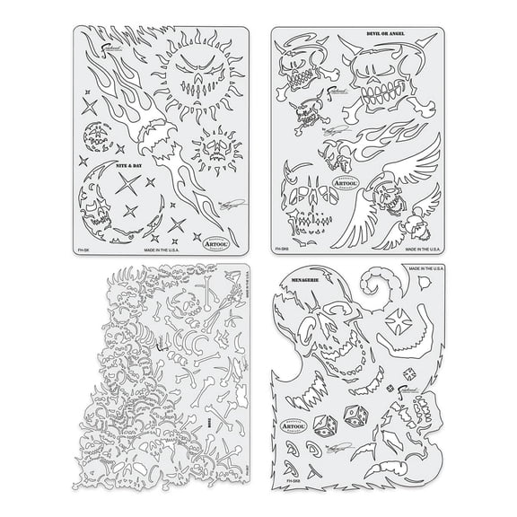Iwata Artool Freehand Template - Set of 4, Son of Skull Master