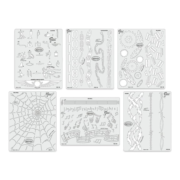 Iwata Artool Freehand Template - Set of 6, Kustom FX 3