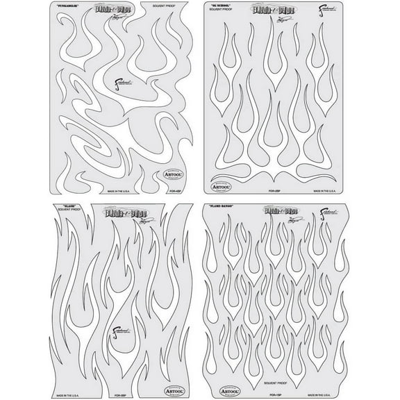 Iwata Artool Freehand Template - Set of 4, Flame-O-Rama-Mini
