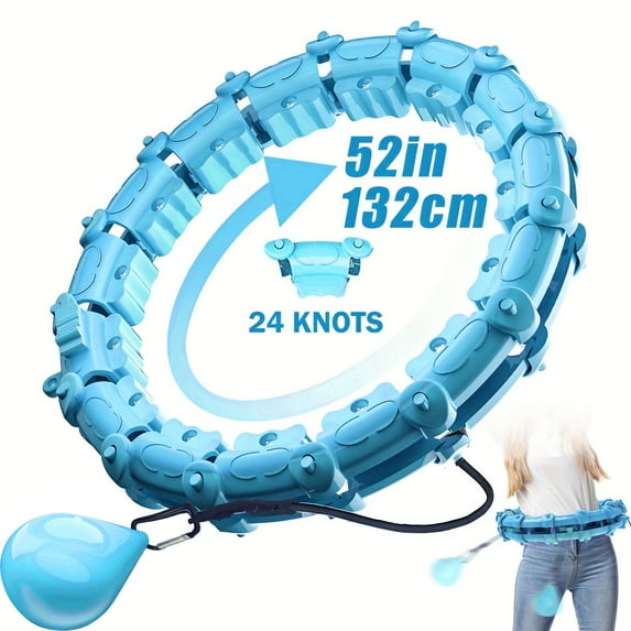Iweighoola 52-Inch Smart Weighted Workout Hoop, 24-Knot Exercise Hoop, Weight Loss Hoop for Adults, 1 Pack