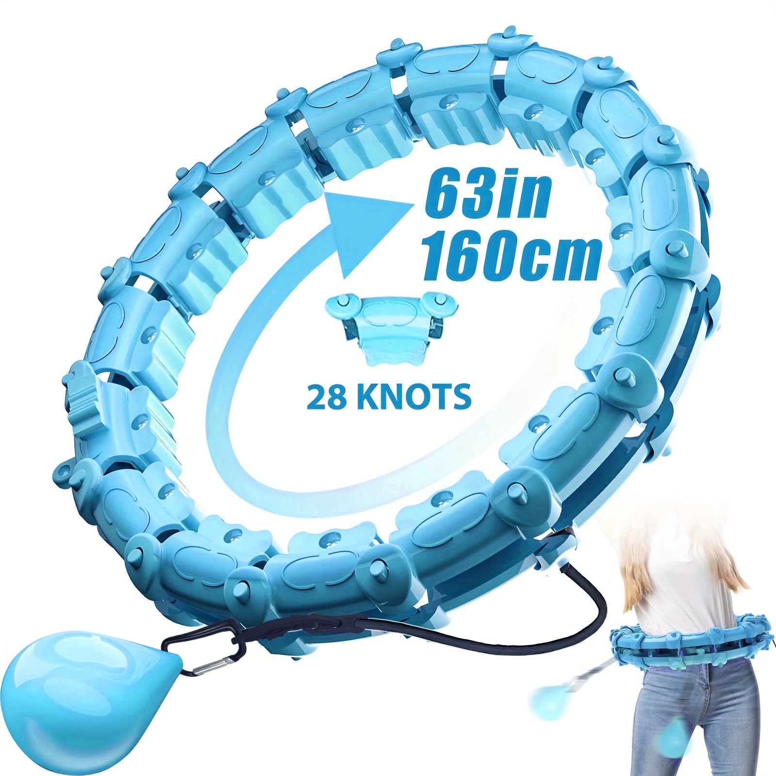 Iweighoola 28 Knots(63Inch) Smart Weighted Workout Hoop, Smart Waist ...