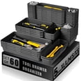 thumbnail image 1 of Iweighoola 60PCS Tool Box Organizer Trays, Interlocking Drawer Storage Bins for Tool Chest, Garage, Desk, Rolling Tool Cart (Black), 1 of 7