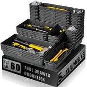 Iweighoola 60PCS Tool Box Organizer Trays, Interlocking Drawer Storage Bins for Tool Chest, Garage, Desk, Rolling Tool Cart (Black)