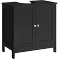 thumbnail image 1 of Iwell Pedestal Sink Storage Cabinet with 2 Doors and Shelf, Under Sink Cabinet, Bathroom Sink Cabinet with U-Shape, Black, 1 of 16