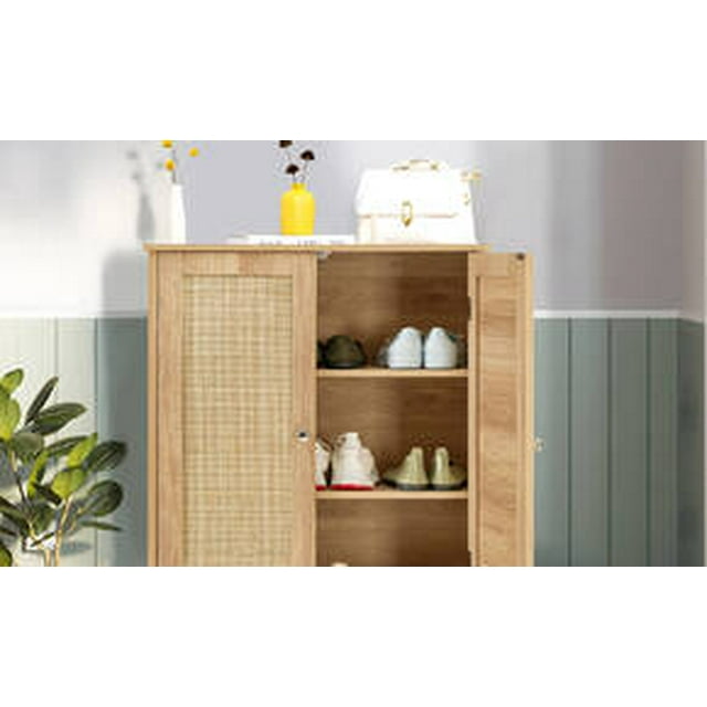 Iwell Rattan Bathroom with 2 Doors & 2 Shelves,Floor