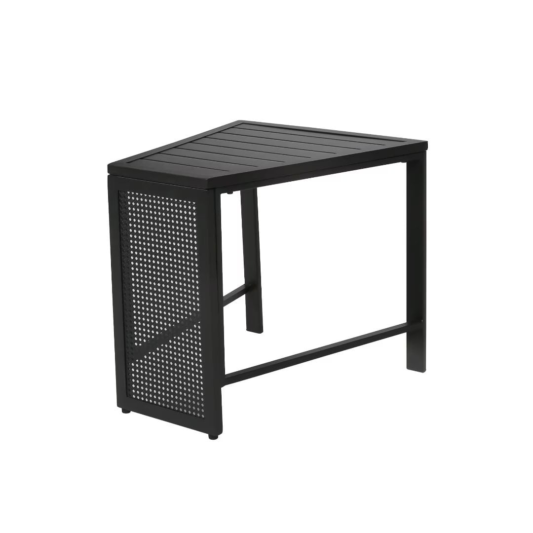 Iwicker Patio Side Table Outdoor Metal End Table Irregular Slatted Sofa