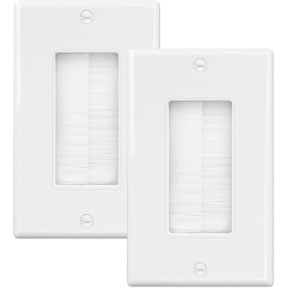 Iwillink Brush Wall Plate (2 Pack), Cable Pass Through Insert for Wires, Single Gang Cable Access Strap, Wall Socket for HDTV, Home Theater Systems