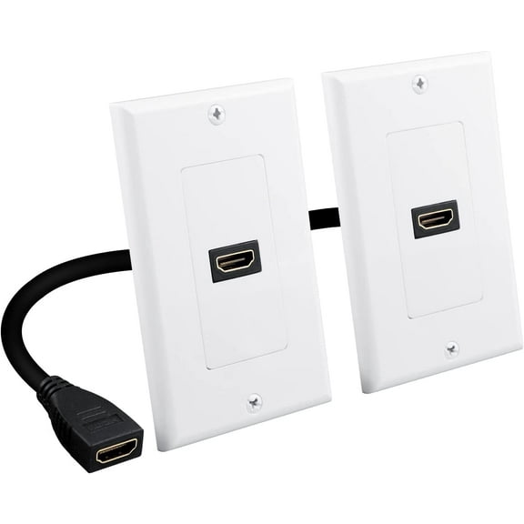 Iwillink HDMI Wall Plate (1 Port) 2-Pack Built-In Flexible Hi-Speed HDMI Cable with 4K UHD ARC Ethernet Pass-Thru Support