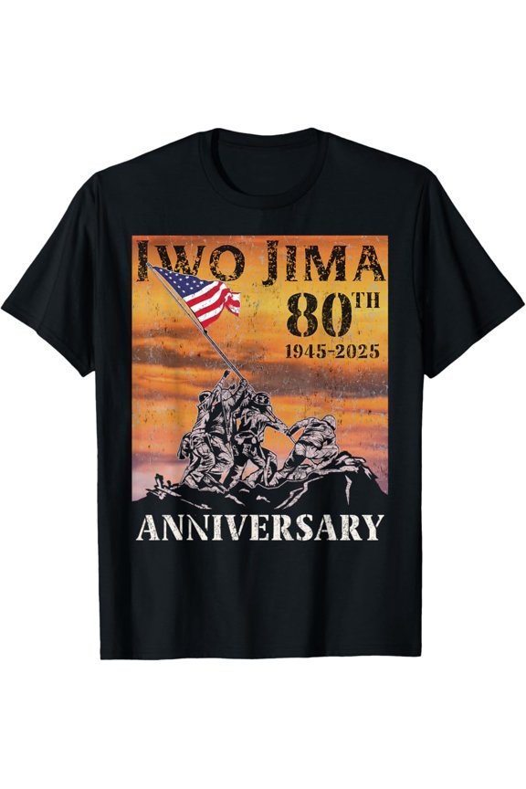 Iwo Jima 80th Anniversary US Flag Fourth July T-Shirt