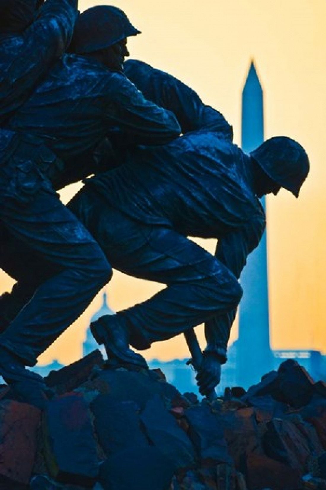 Iwo Jima Memorial at Dusk Arlington National Cemetery Arlington Virginia Canvas Art - Panoramic Images (12 x 19)