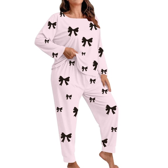 Ixbnca 2 Piece Pajama Sets for Women Long Sleeve Sleepwear Tops and Pants Womens Comfy Loungewear Outfits