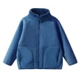thumbnail image 1 of Ixbnca Boys Girls Fleece Jackets Warm Solid Color Long Sleeve Tops Zip-Up Stand Neck Outerwear with Pockets, 1 of 5