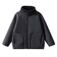 thumbnail image 1 of Ixbnca Boys Girls Fleece Jackets Warm Solid Color Long Sleeve Tops Zip-Up Stand Neck Outerwear with Pockets, 1 of 5