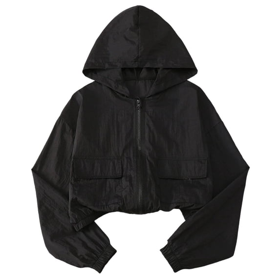 Ixbnca Boys Girls Hooded Jackets Lightweight Long Sleeve Solid Color Tops Full Zipper Pockets Front Outerwear