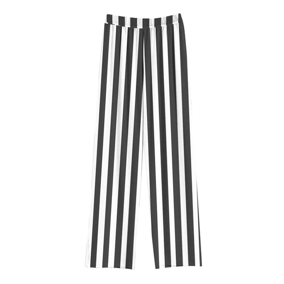 Ixbnca Boys Girls Long Pants Trendy Striped Printed Pockets Pants Lounge Elastic High Waist Loose Trousers