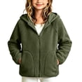 thumbnail image 1 of Ixbnca Children Fleece Jackets Thermal Long Sleeve Hooded Coat with Pockets Full Zipper Solid Color Winter Tops, 1 of 6