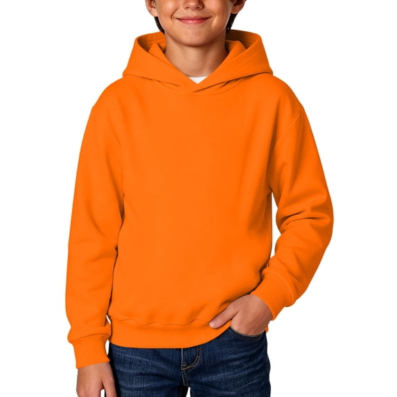 Ixbnca Children Hooded Sweatshirts Basic Solid Color Pullover Hoodies Casual Long Sleeve Workout Outerwear Tops