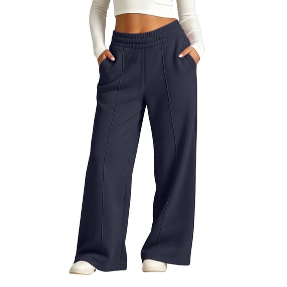 Ixbnca Children Wide Leg Pants Loose Elastic High Waist Long Trousers Casual Solid Color Pants with Pockets