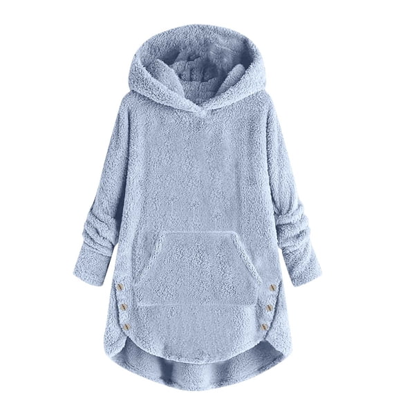 Ixbnca Children's Fleece Hoodies Loungewear Sherpa Pocket Long Tops Warm Long Sleeve Pullover Winter Hoodies