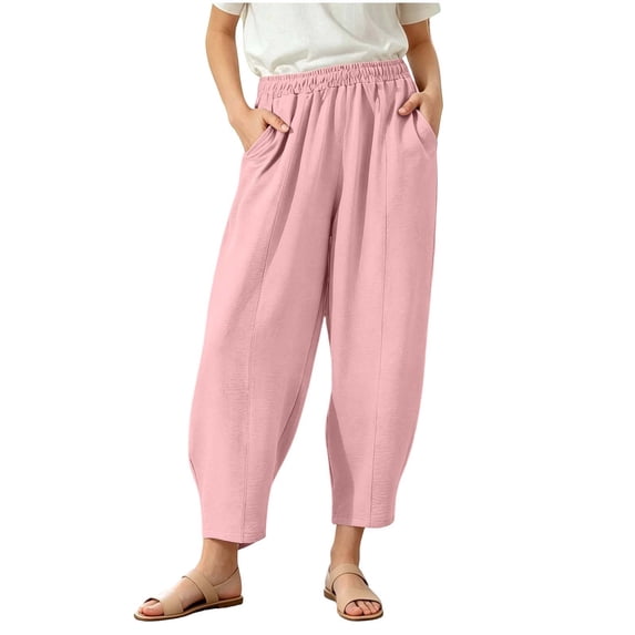 Ixbnca Children's Long Pants Casual Solid Color Lounge Pants with Pockets Comfy Elastic High Waist Trousers