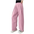 thumbnail image 1 of Ixbnca Children's Long Pants Lounge Elastic High Waist Pants Loose Solid Color Lightweight Pleated Trousers, 1 of 7