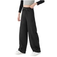 thumbnail image 1 of Ixbnca Children's Wide Leg Pants Casual High Waist Drawstring Pants Loose Solid Color Outdoor Long Trousers, 1 of 6