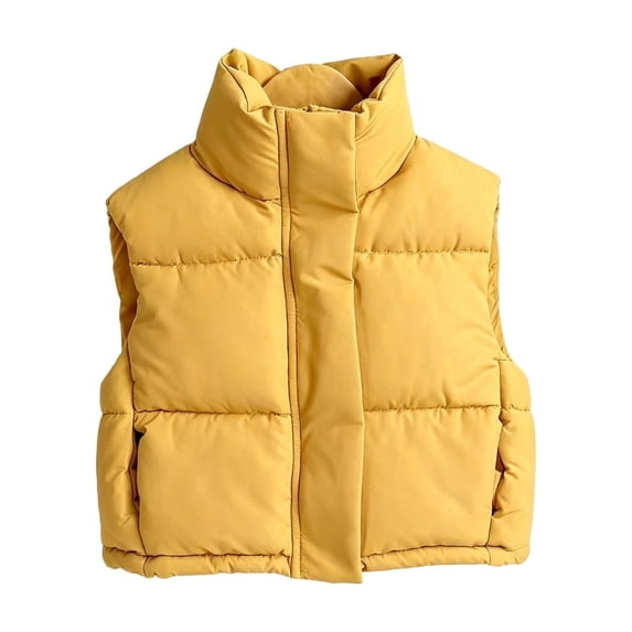 Ixbnca Childrens Puffer Vest Thick Sleeveless Stand Neck Waistcoat Casual Zip-Up Solid Color Quilted Outerwear