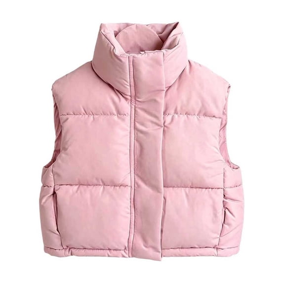 Ixbnca Childrens Puffer Vest Thick Sleeveless Stand Neck Waistcoat Casual Zip-Up Solid Color Quilted Outerwear