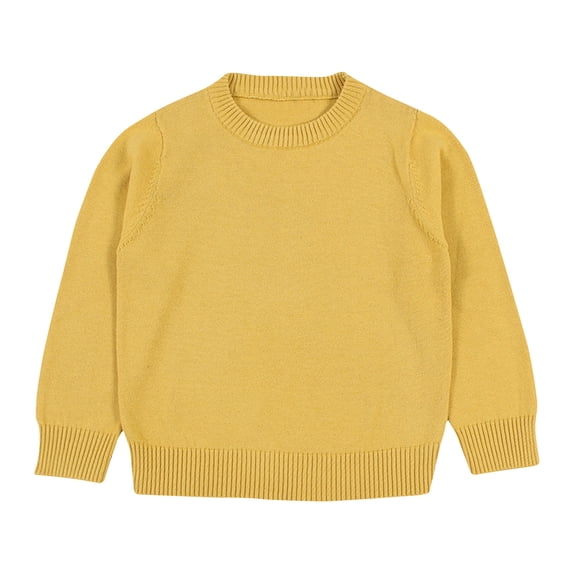 Ixbnca Cotton Sweaters for Boys Girls Casual Long Sleeve Solid Color Tops Basic Round Neck Pullover Sweaters