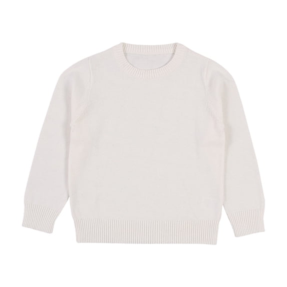 Ixbnca Cotton Sweaters for Boys Girls Casual Long Sleeve Solid Color Tops Basic Round Neck Pullover Sweaters