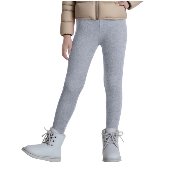 Ixbnca Fleece Lined Leggings for Girls Warm Tight Elastic High Waist Pants Comfy Yoga Outdoor Active Long Trousers