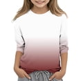 thumbnail image 1 of Ixbnca Girls 3/4 Sleeve Shirts Trendy Gradient Color Comfy Tee Tops Loose Round Neck Casual Pullover T-Shirts, 1 of 5