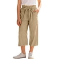 thumbnail image 1 of Ixbnca Girls Capri Pants Cute Elastic High Waist Cropped Pants Casual Solid Color Loose Pants with Pockets, 1 of 6